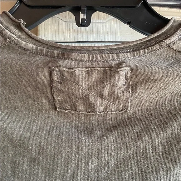Free People NWT Protagonist WTF Distressed Brown Stretch Cotton Baby Tee Xl - Picture 5 of 12